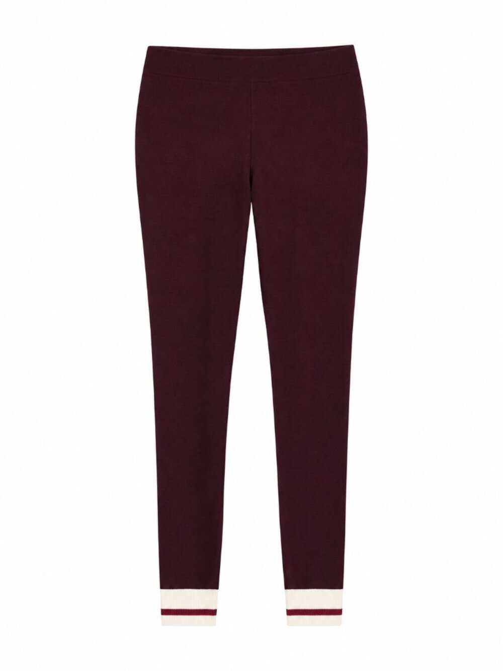 Garage Cozy Burgundy Leggings With Striped Cuffs Size Large